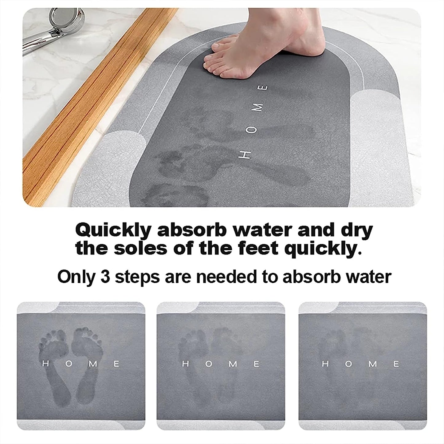 ComfortGrip | Alfombra de baño de piel de napa, súper antideslizante y súper absorbente, de secado rápido.