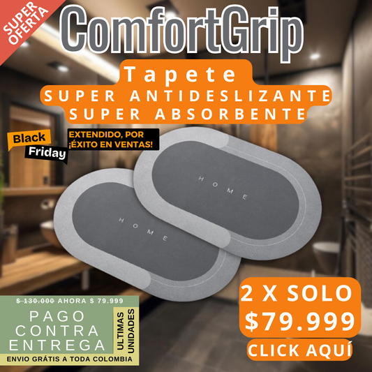 ComfortGrip | Alfombra de baño de piel de napa, súper antideslizante y súper absorbente, de secado rápido.